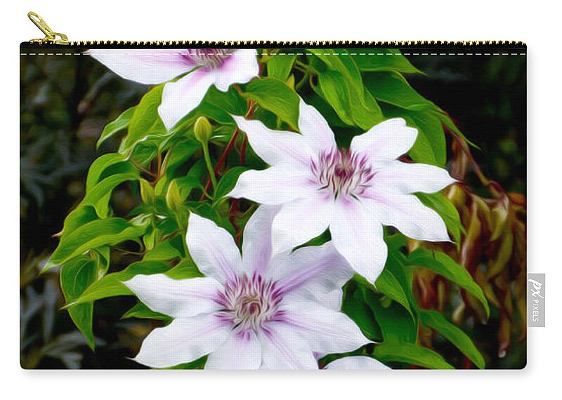 White With Purple Flower Zip Pouch featuring the photograph White with purple flowers 2 by Tracy Winter