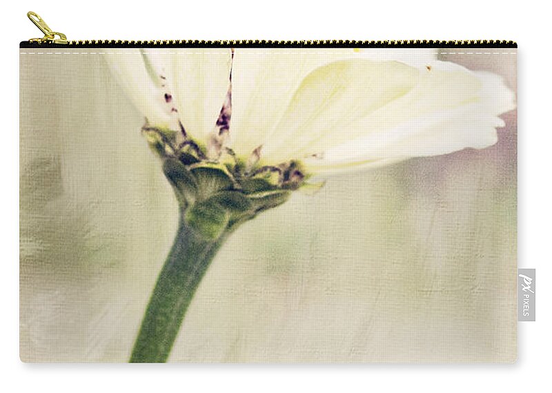 Zinnia Zip Pouch featuring the photograph White Zinnia by Pam Holdsworth