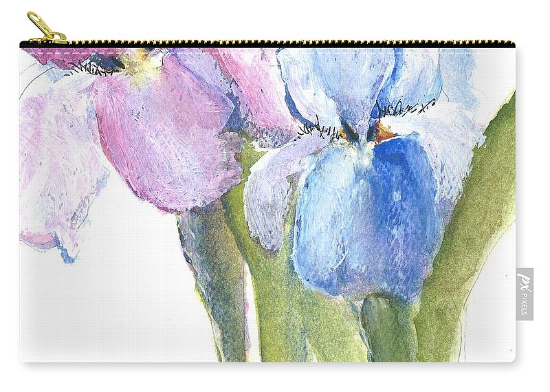 Iris Zip Pouch featuring the painting Who Me by Sherry Harradence