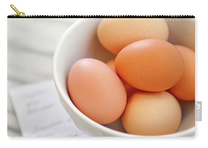 Heap Zip Pouch featuring the photograph Whole Eggs And Grocery List by Leela Cyd