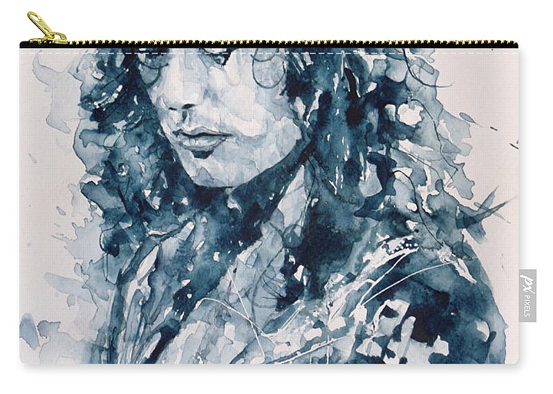 Led Zeppelin Zip Pouch featuring the painting Whole Lotta Love Jimmy Page by Paul Lovering