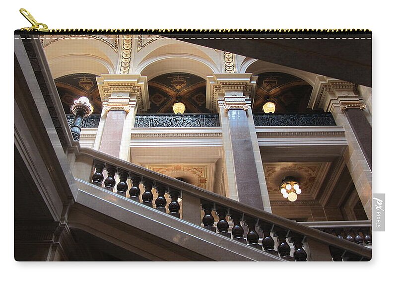 State Capitol Zip Pouch featuring the photograph WI State Capitol Architecture 4 by Anita Burgermeister