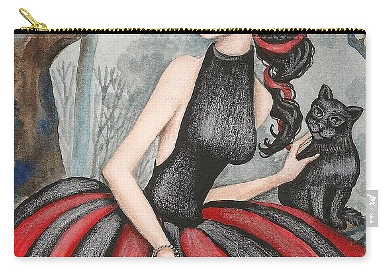 Print Zip Pouch featuring the painting Wild Cherry by Margaryta Yermolayeva