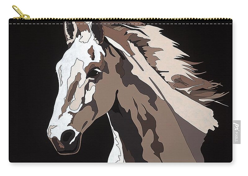 Abstract Horse Zip Pouch featuring the painting Wild Horse with hidden pictures by Konni Jensen