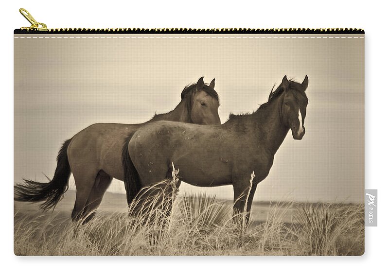 Horses Zip Pouch featuring the photograph Wild Mustangs of New Mexico 3 by Catherine Sobredo