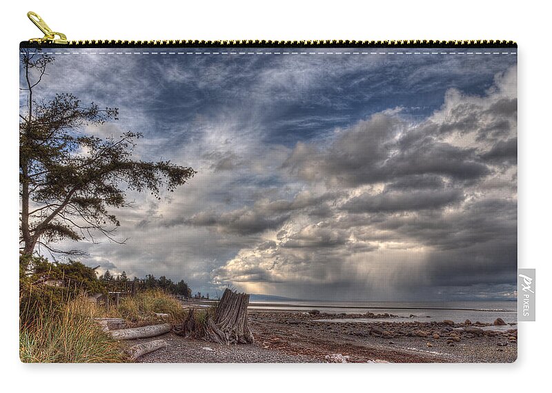 Beach Zip Pouch featuring the photograph Wild Sky by Randy Hall