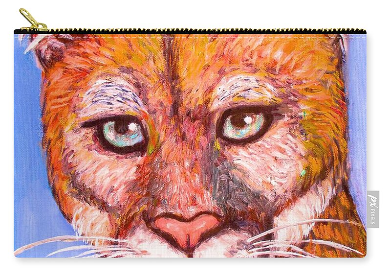 Cougar Zip Pouch featuring the painting Wild Stare by Kendall Kessler