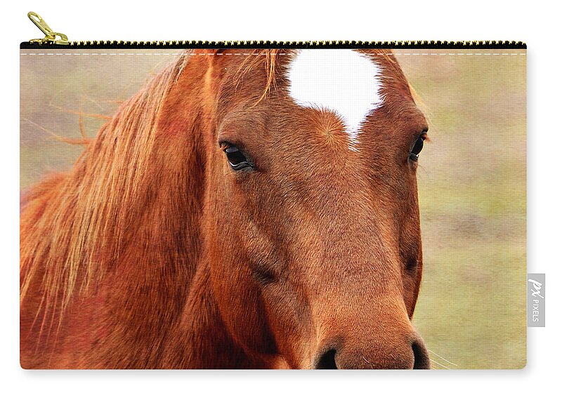 Horse Zip Pouch featuring the photograph Wildfire - Equine Portrait by Deena Stoddard