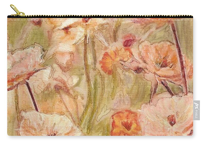 Flowers Zip Pouch featuring the painting Wildflower Wishes by Cara Frafjord