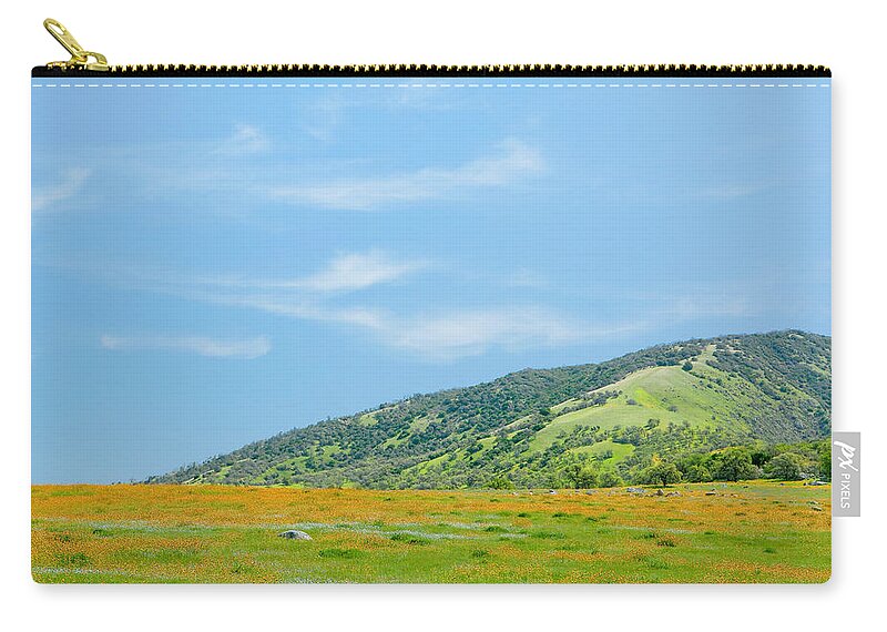 Tejon Ranch Zip Pouch featuring the photograph Afternoon Delight - Wildflowers and Cirrus Clouds by Ram Vasudev