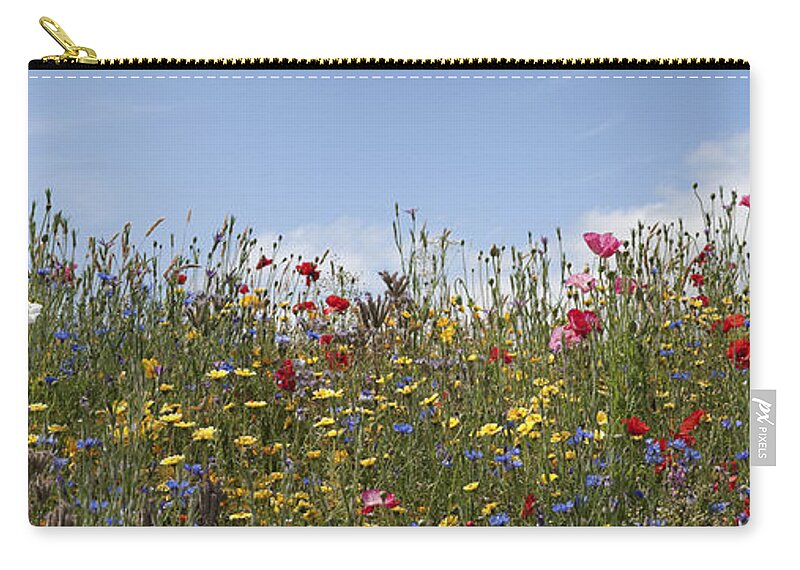 Wildflowers Zip Pouch featuring the photograph Wildflowers Panoramic by Tim Gainey