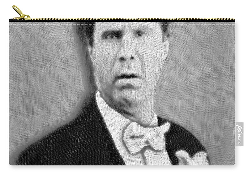 Anchorman Zip Pouch featuring the mixed media Will Ferrell Old School by Tony Rubino