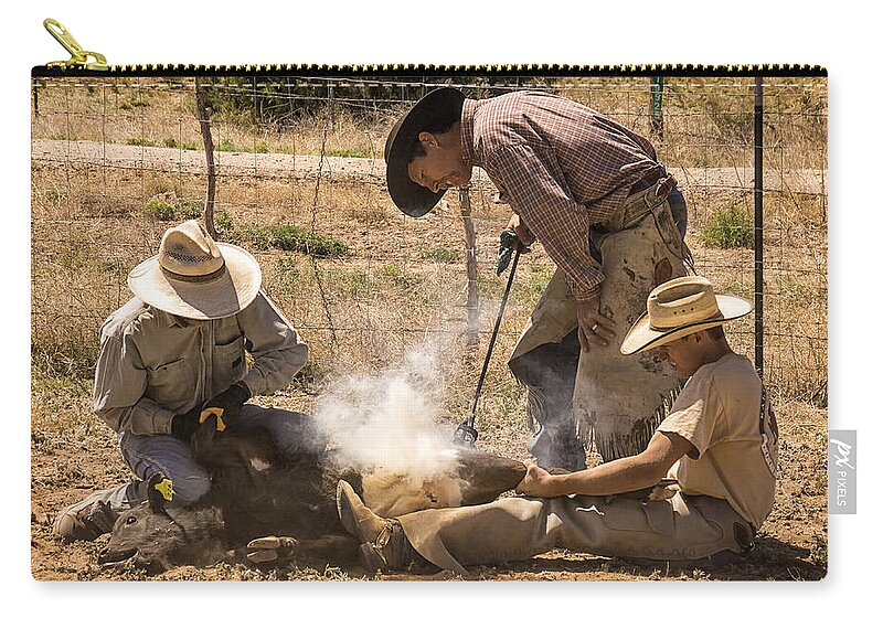 Cattle Roundup Zip Pouch featuring the photograph Williamson Valley Roundup 26 by Priscilla Burgers