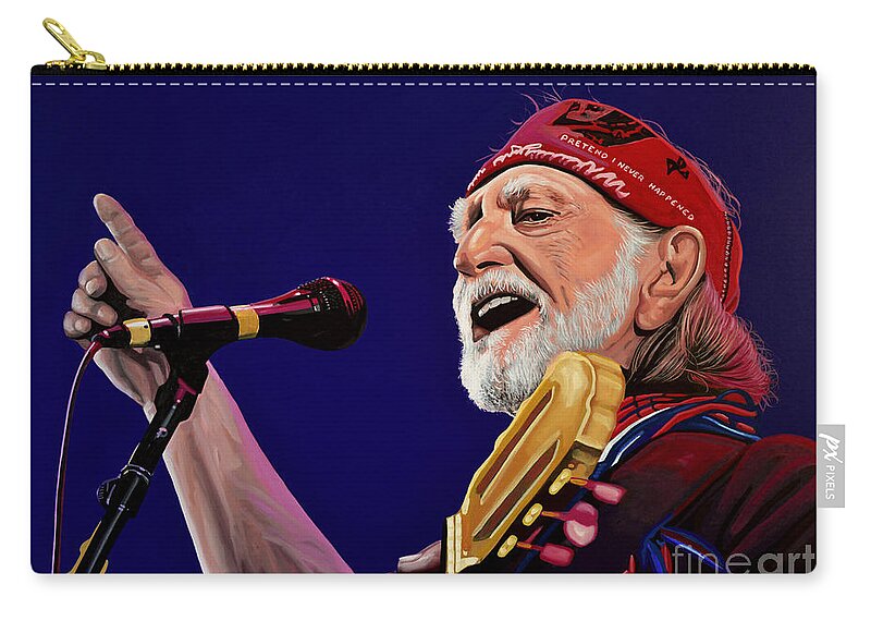 Willie Nelson Carry-all Pouch featuring the painting Willie Nelson by Paul Meijering
