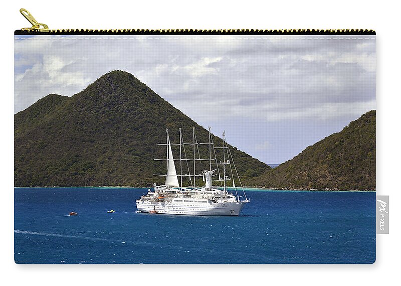 Windstar Cruise Zip Pouch featuring the photograph Wind Surf in Sopers Hole by Matt Swinden