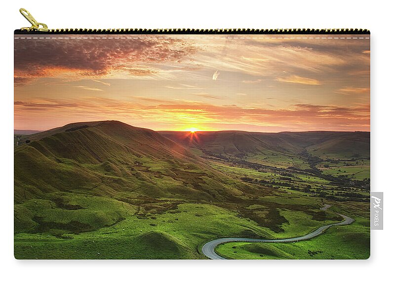 Scenics Zip Pouch featuring the photograph Winding Road Beneath Mam Tor, Peak by Verity E. Milligan