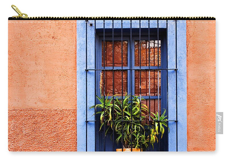 Doors Zip Pouch featuring the photograph Window in San Miguel de Allende Mexico Square by Carol Leigh