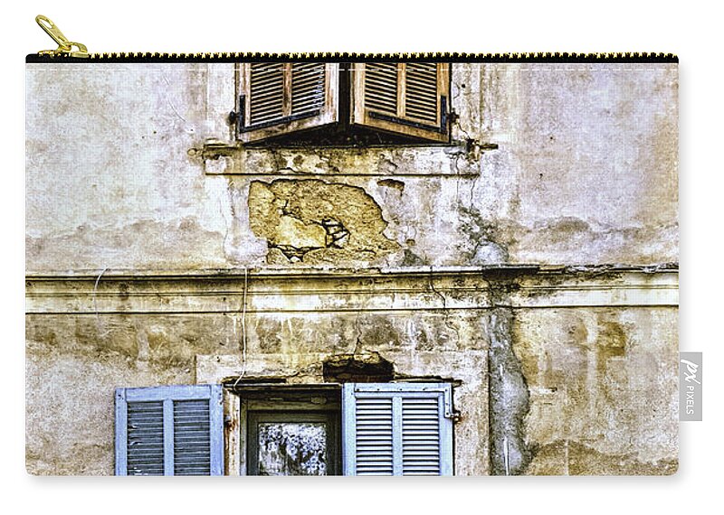 Aged Zip Pouch featuring the photograph Shutters by Maria Coulson