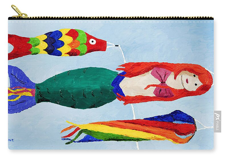 Coastal Zip Pouch featuring the painting Windsocks by Jill Ciccone Pike