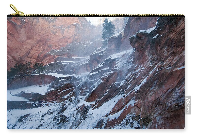 Snow Zip Pouch featuring the photograph West Fork Windy Winter by Tam Ryan