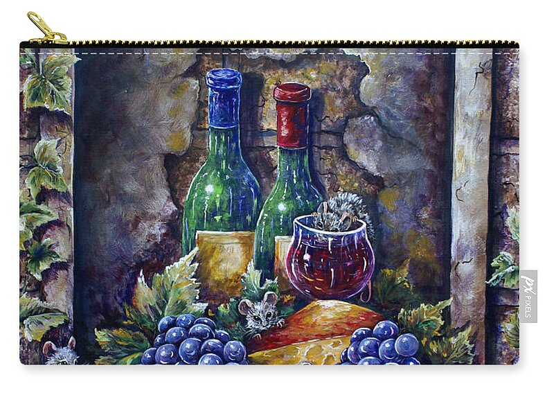 Wine Zip Pouch featuring the painting Wine and Cheese Social by Gail Butler