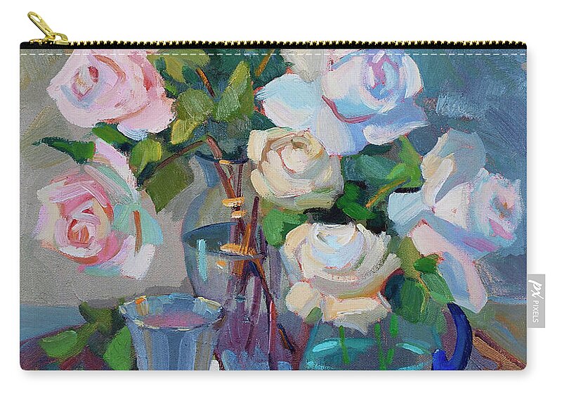 Wine And Roses Zip Pouch featuring the painting Wine and Roses by Diane McClary