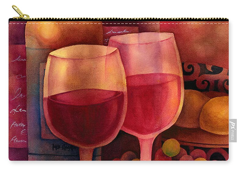 Wine Zip Pouch featuring the painting Wine for Two by Hailey E Herrera