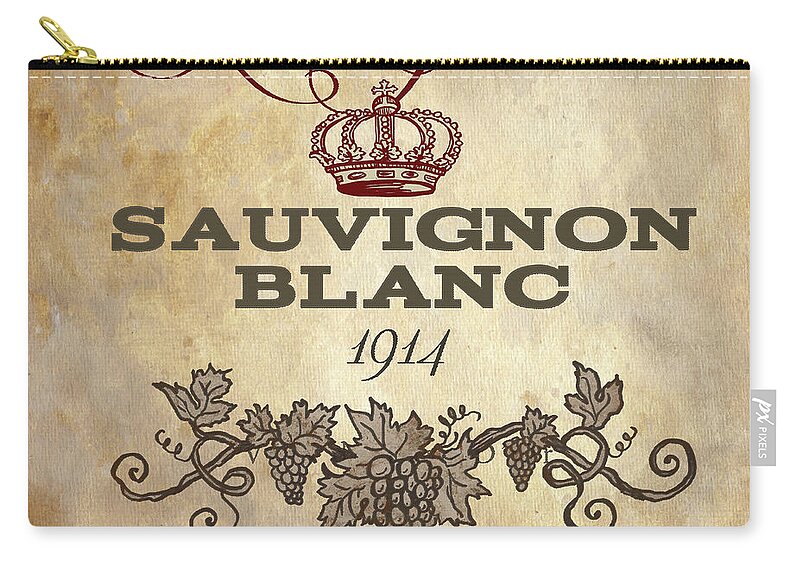 Wine Zip Pouch featuring the painting Wine Label Vi by Elizabeth Medley