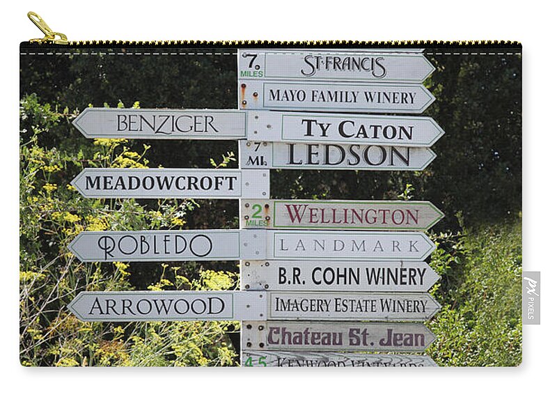 Sign Zip Pouch featuring the photograph Winery Street Sign In The Sonoma California Wine Country 5D24601 by Wingsdomain Art and Photography