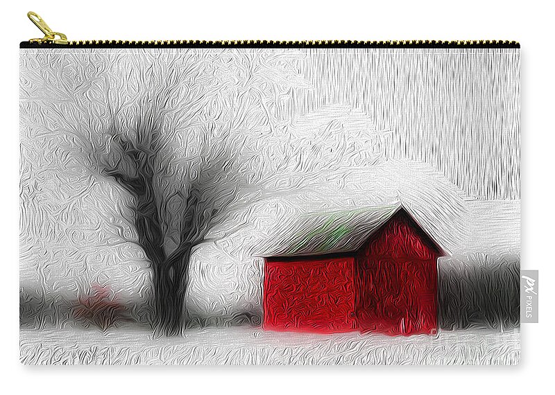 Barn Zip Pouch featuring the photograph Winter Barn by Michael Arend