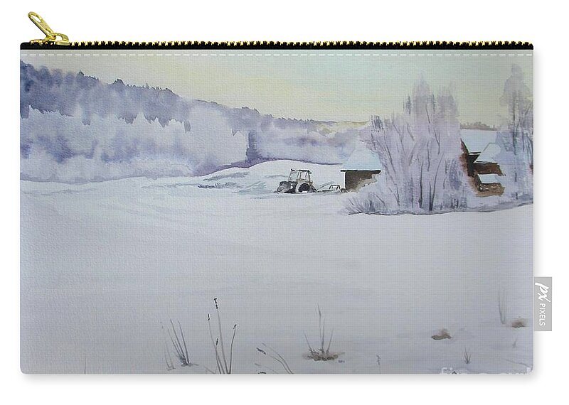 Landscape Zip Pouch featuring the painting Winter Blanket by Martin Howard
