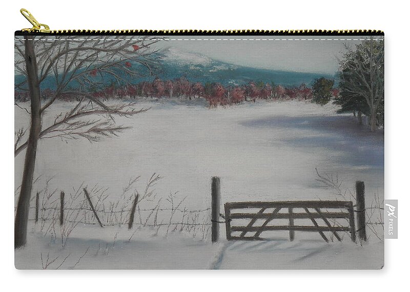 Winter Zip Pouch featuring the pastel Winter Field by Carol Corliss