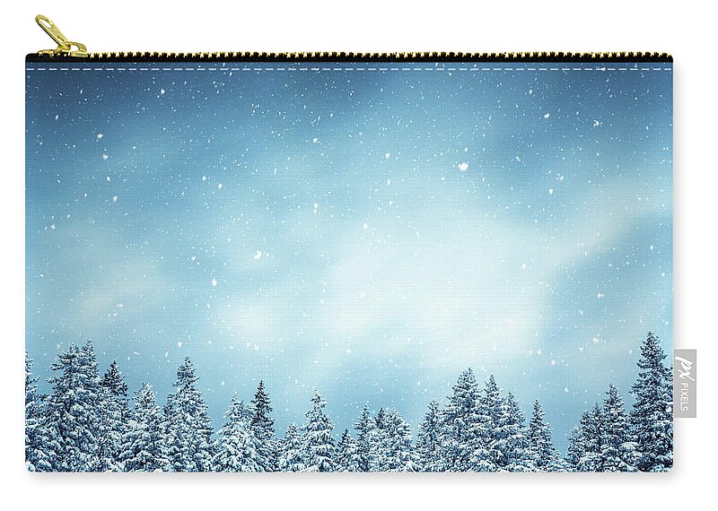 Scenics Zip Pouch featuring the photograph Winter Forest by Borchee