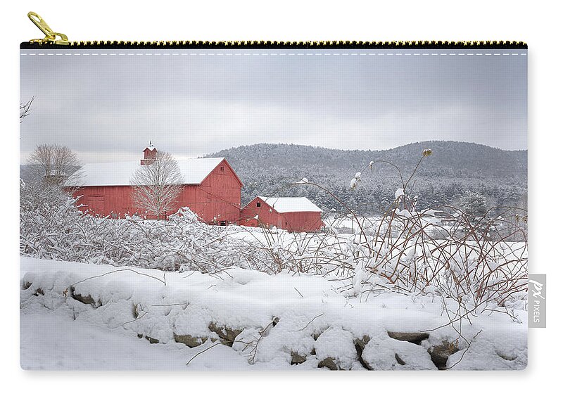 Old Red Barn Zip Pouch featuring the photograph Winter in Connecticut by Bill Wakeley