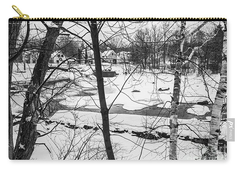 Birch Zip Pouch featuring the photograph Winter in Kingfield by Alana Ranney