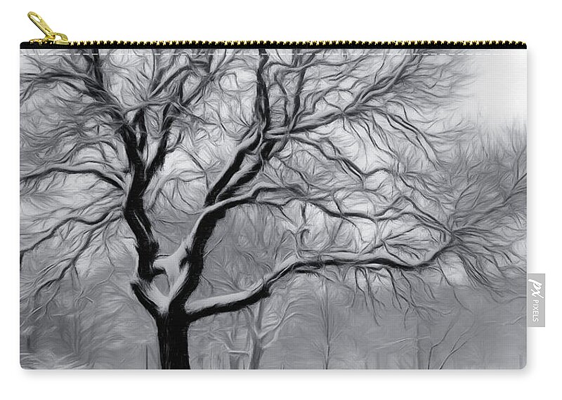 Winter Zip Pouch featuring the digital art Winter in the Park by Nina Bradica