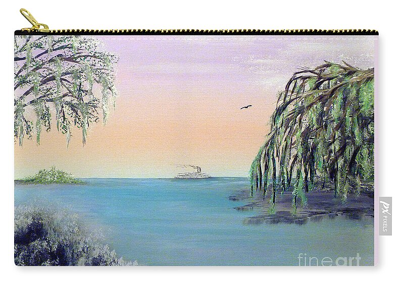 Lake Ponchartrain Zip Pouch featuring the painting Winter On Lake Ponchartrain by Alys Caviness-Gober