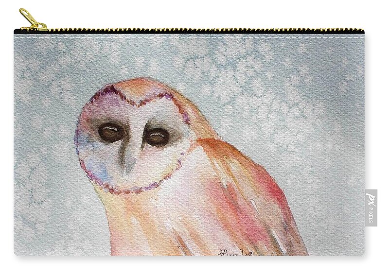 Owl Zip Pouch featuring the painting Winter Owl by Lyn DeLano