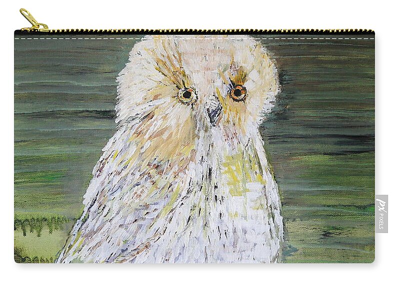 Snowy Owl Zip Pouch featuring the photograph Harry's Owl by PJQandFriends Photography