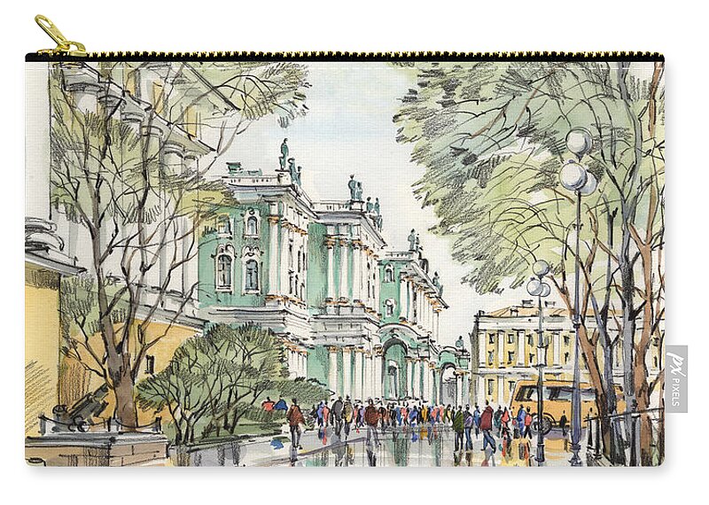 Winter Palace Saint Petersburg Carry-all Pouch featuring the painting Winter Palace Saint Petersburg by Maria Rabinky