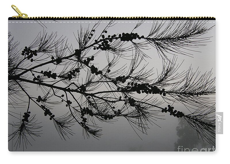 Pine Zip Pouch featuring the photograph Winter pine branch by Bev Conover