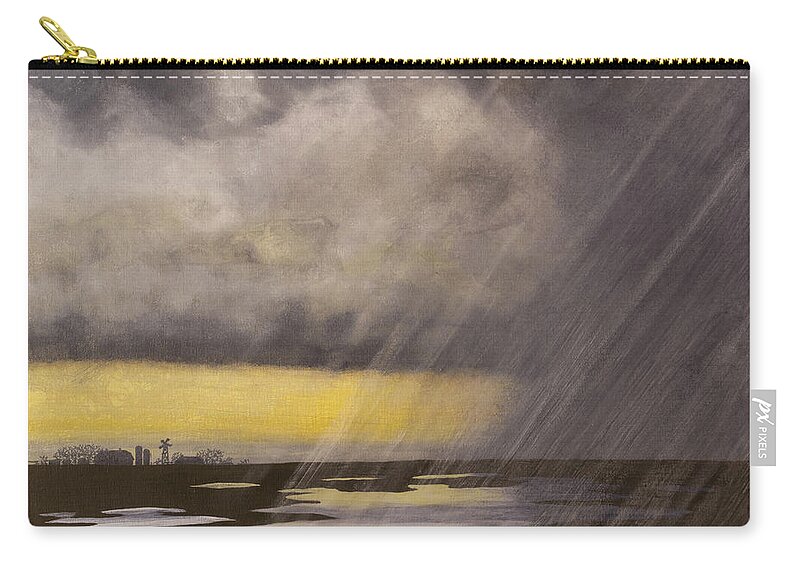Storm Clouds Zip Pouch featuring the painting Winter Rain by Jack Malloch