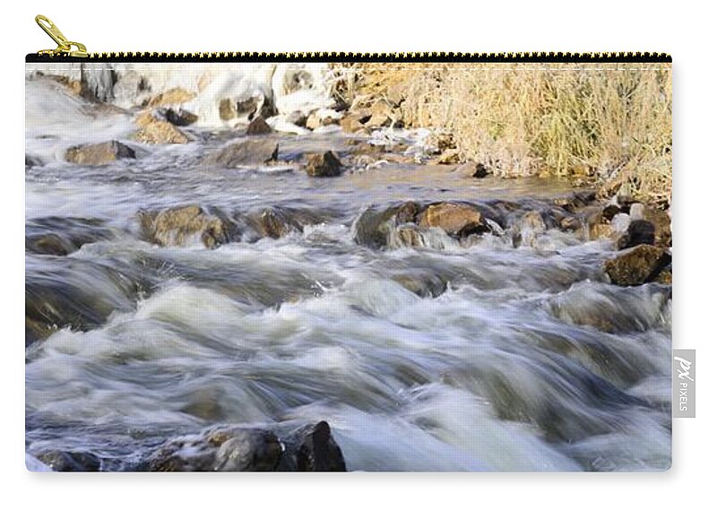 Water Zip Pouch featuring the photograph Winter Rapids by Bonfire Photography