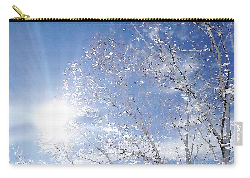 Blue Sky Zip Pouch featuring the digital art Winter Sun by Lynellen Nielsen