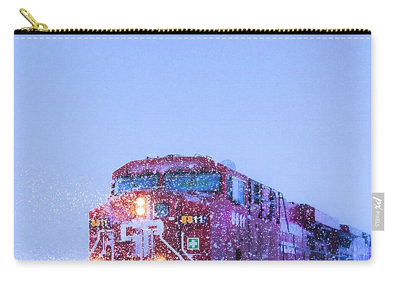 Train Zip Pouch featuring the photograph Winter Train 8811 by Theresa Tahara