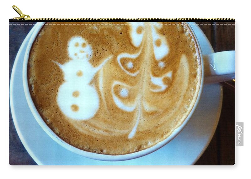Latte Zip Pouch featuring the photograph Winter Warmth Latte by Susan Garren