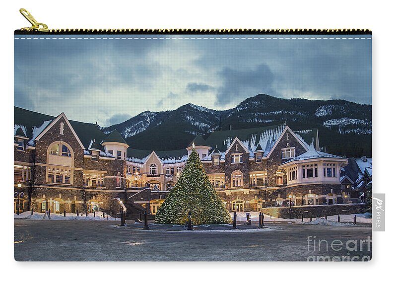 Banff Zip Pouch featuring the photograph Winter's Come by Evelina Kremsdorf