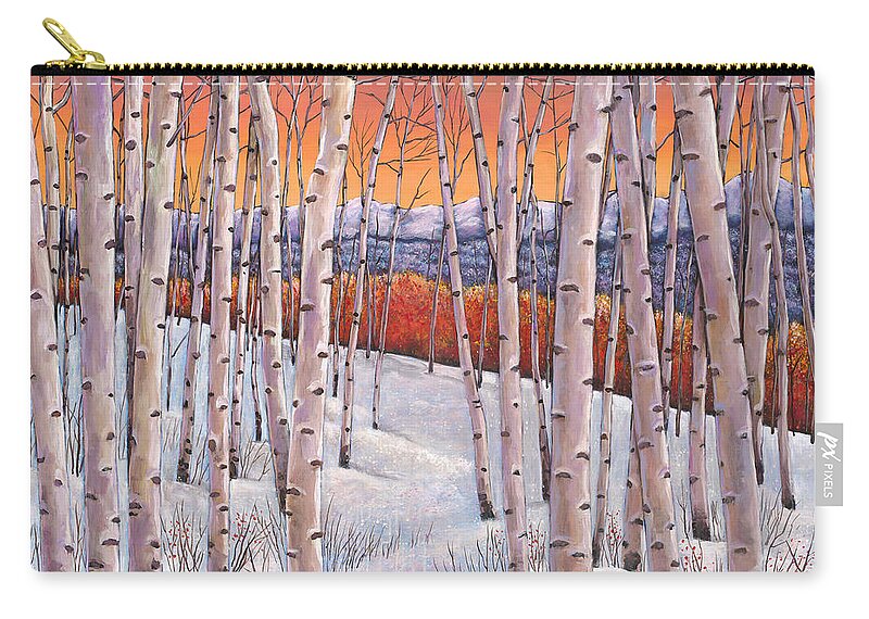 Autumn Aspen Zip Pouch featuring the painting Winter's Dream by Johnathan Harris