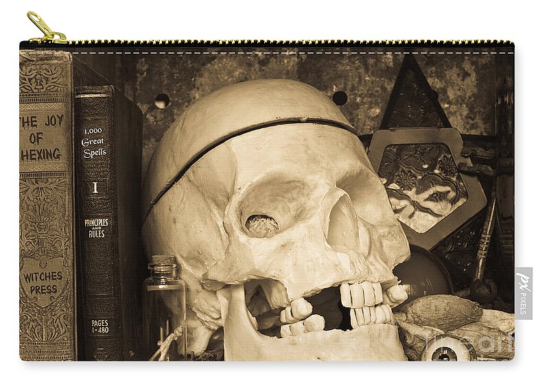 Witch Zip Pouch featuring the photograph Witches Bookshelf by Edward Fielding