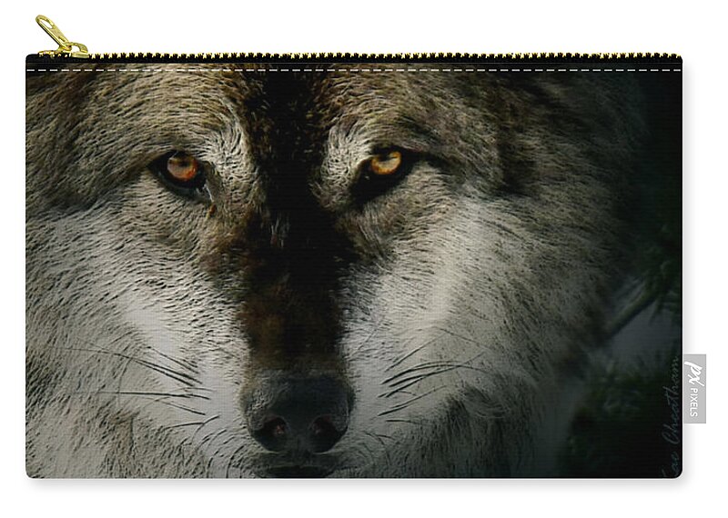 Wolf Zip Pouch featuring the digital art Wolf in Shadow by Kae Cheatham
